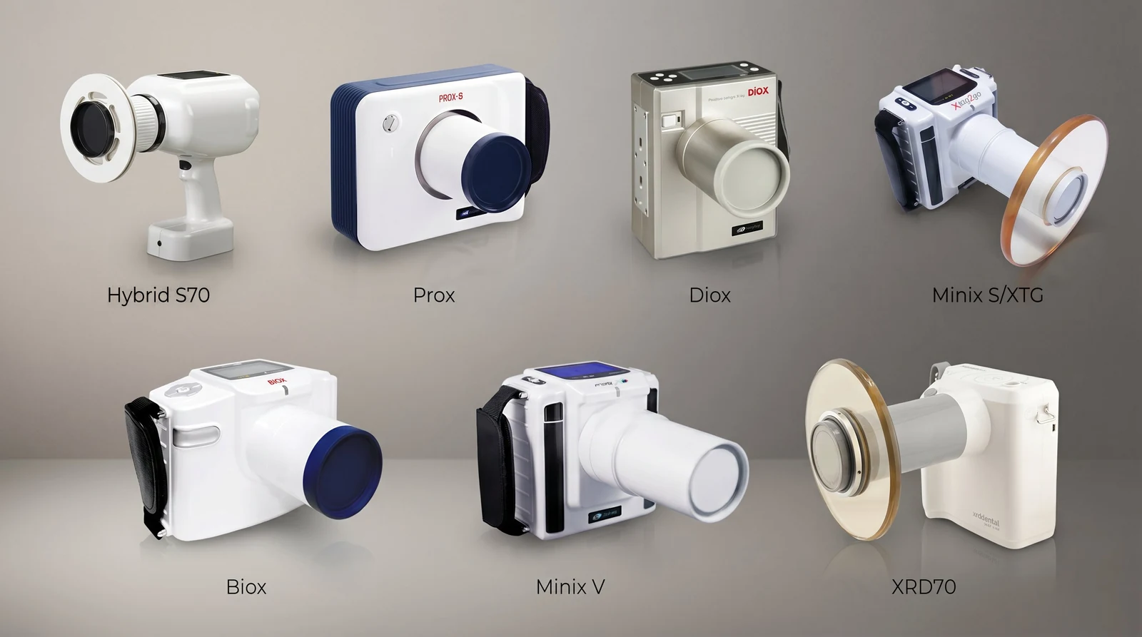 Portable dental X-ray systems serviced by XRD: Digimed Minix S, Minix V, Prox, Diox, Biox, Hybrid S70 and Digital Doc XTG